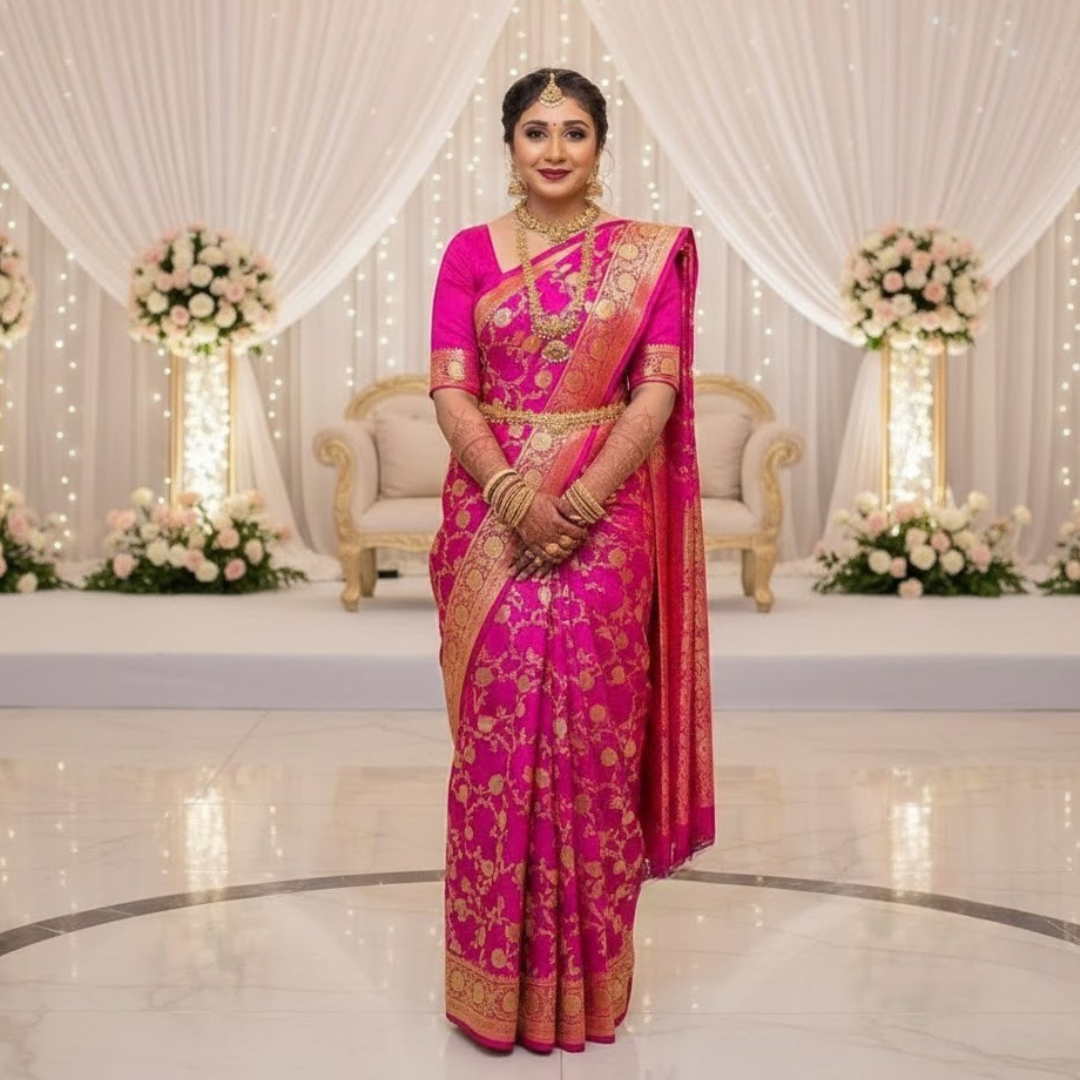 Sophisticated  Elegent Lichi Silk Saree For Women